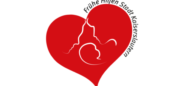 Logo Frühe Hilfen, Herz mit Silhouette von Mann, Frau und Kind