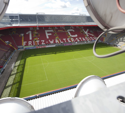 View from the roof of the Fritz Walter Stadiumto the pitch