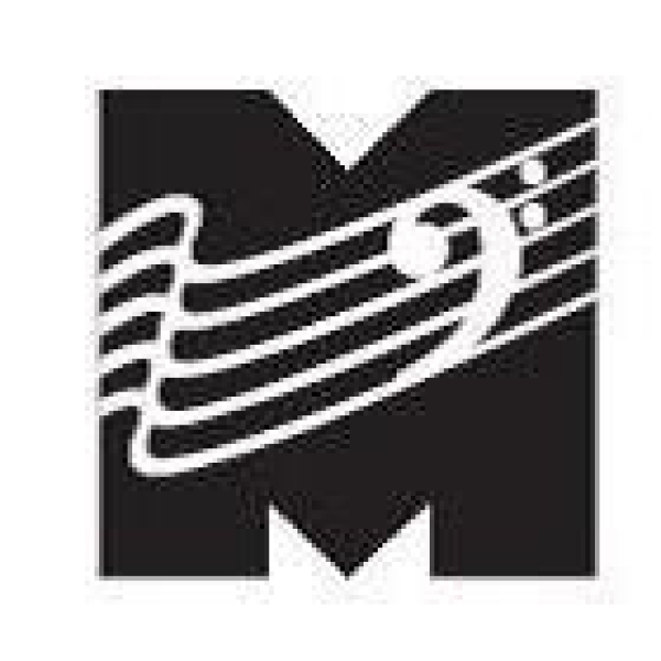 Logo Förderverein der Musikschule - schwarzes M mit Notenzeile 