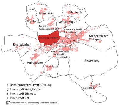 Der Ortsbezirk Kaiserslautern West auf der Stadtkarte