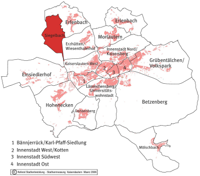 Der Ortsbezirk Siegelbach auf der Stadtkarte