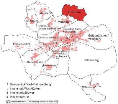 Der Ortsbezirk Erlenbach auf der Stadtkarte