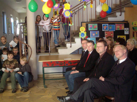 Foto zeigt v.r.n.l. Joachim Färber, Wolfgang Ernst, Peter Kiefer und Udo Holzmann bei der Einweihungsfeier