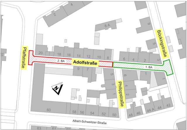 Sperrplan Adolfstraße Erste Jahreshälfte 2022 © Stadtentwässerung Kaiserslautern