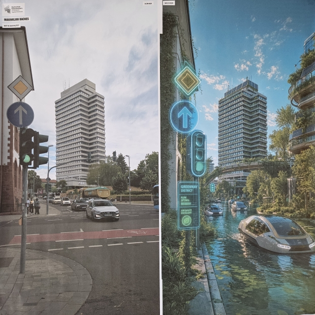 Wasser und das Rathaus wurden in mehreren Bildern aufgegriffen. © Stadt Kaiserslautern