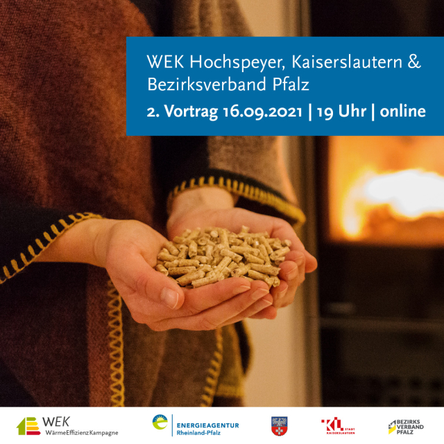 Plakat zum Online-Vortrag Heizen mit Sonne und Holz der Wärmeeffizienzkampagne RLP © Energieagentur RLP 