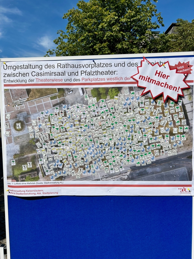 Die Karte des Areals war am Ende prall gefüllt mit Vorschlägen. © Stadt Kaiserslautern