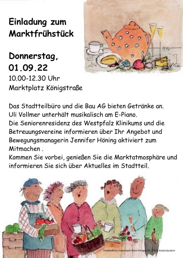 Auf dem Bild ist das Plakat zum Marktfrühstück zu sehen. 