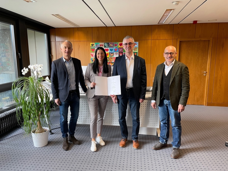 vlnr. Wolfgang Mayer, Anja Pfeiffer, Bernd Maurer und Ludwig Steiner bei der Verabschiedung © Stadt Kaiserslautern