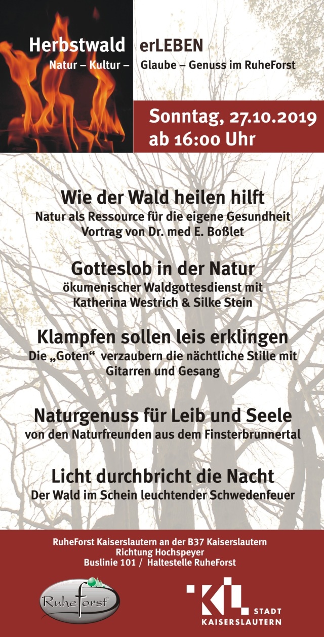 Flyer zur Veranstaltung „Herbstwald erLEBEN“ im RuheForst Kaiserslautern  © Stadt Kaiserslautern