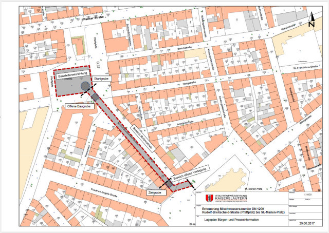 Plan der Maßnahme Mischwassersammler © Stadtentwässerung Kaiserslautern