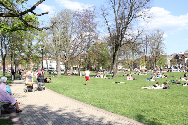 Der Stadtpark ist ein beliebtes Ausflugsziel. Für Radfahrer besteht ein Durchfahrtsverbot, um andere Parkbesucher nicht zu gefährden
 © Stadt Kaiserslautern