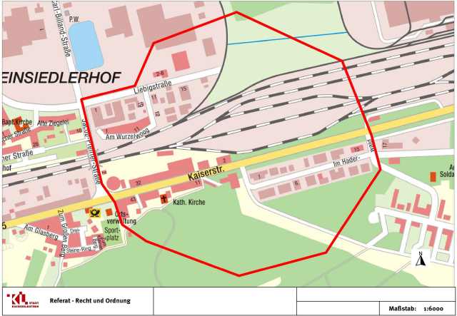 Lageplan des Evakuierungsgebietes © Stadt Kaiserslautern