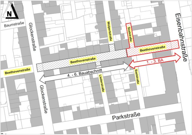 Übersichtsplan des Gebiets in der Beethovenstraße © Stadt Kaiserslautern