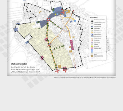 Der Maßnahmenplan des "Aktiven Stadtzentrums Kaiserslautern" Es sind die Fußgängerzonen, und das Karstadtgelände zu sehen.