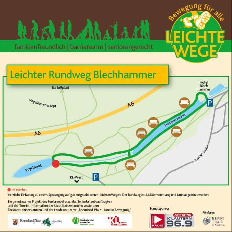 Wegetafel Leichter Weg Blechhammer © Stadt Kaiserslautern 	
