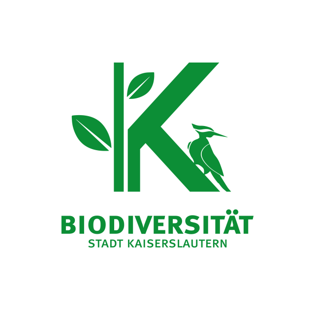 Logo der Biodiversitätsstrategie Kaiserslautern mit grünem K und Specht © Stadt Kaiserslautern